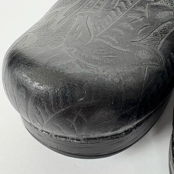 Dansko Professional Black Tooled Leather Clog Cushioned PU Foam Footbed 38 - Picture 13 of 14